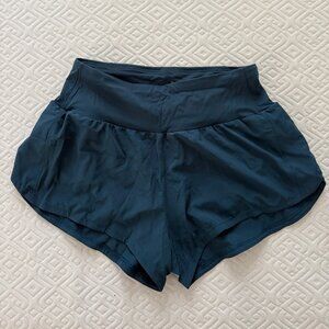 LIKE NEW Dark Blue Teal Running Shorts Hidden Pockets Size L